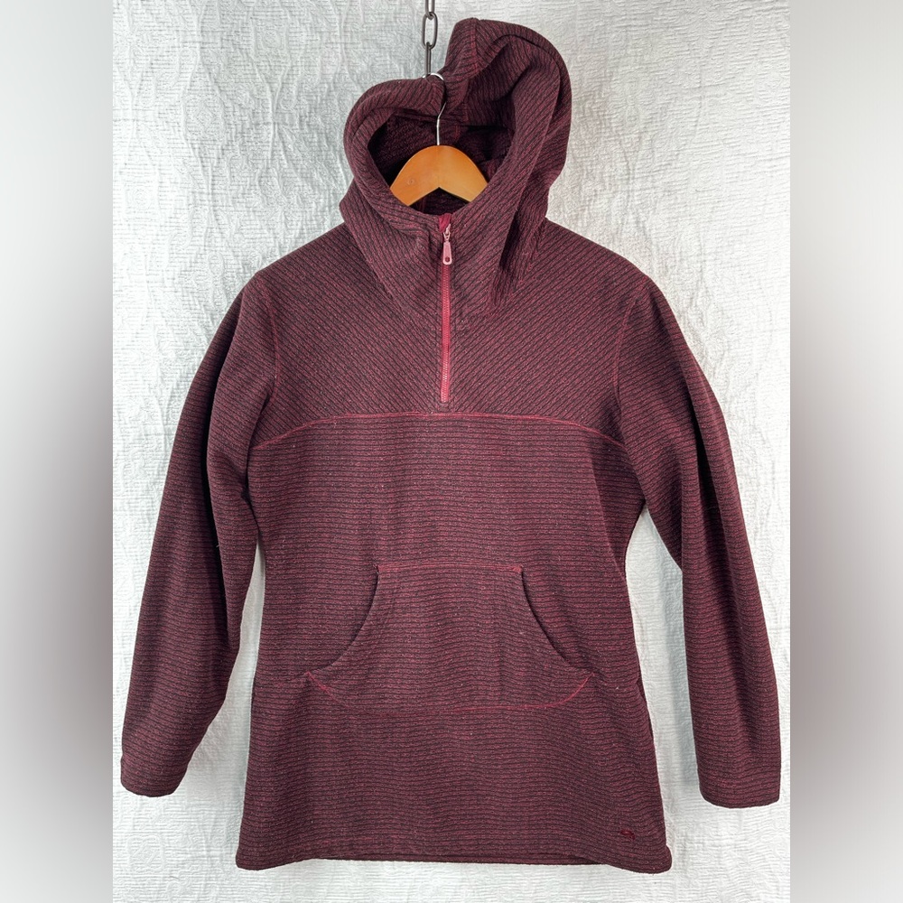 Mountain Hardwear Red Burgundy Womens Striped Quarter Zip Pullover Hoodie Small
